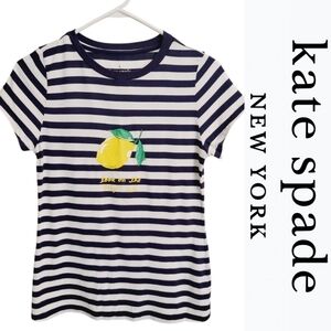 Kate Spade Look on the Bright Side Lemon Striped Graphic Tee